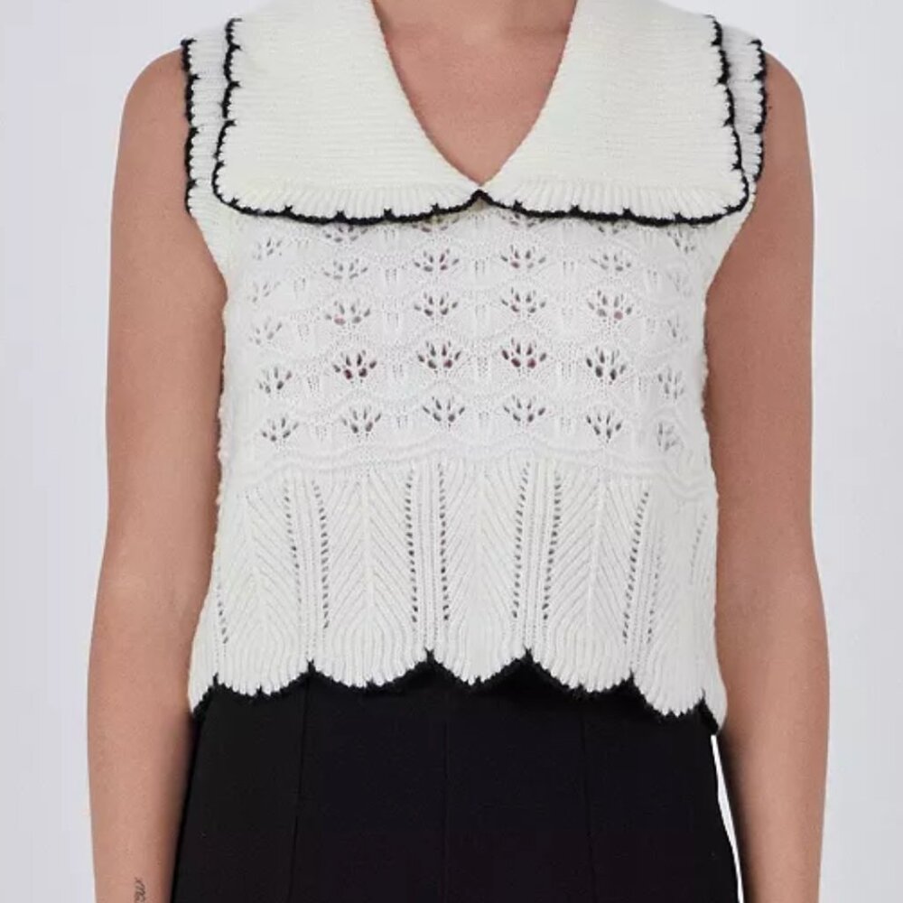 endless rose | Women's Collared Crochet Vest | Used Once